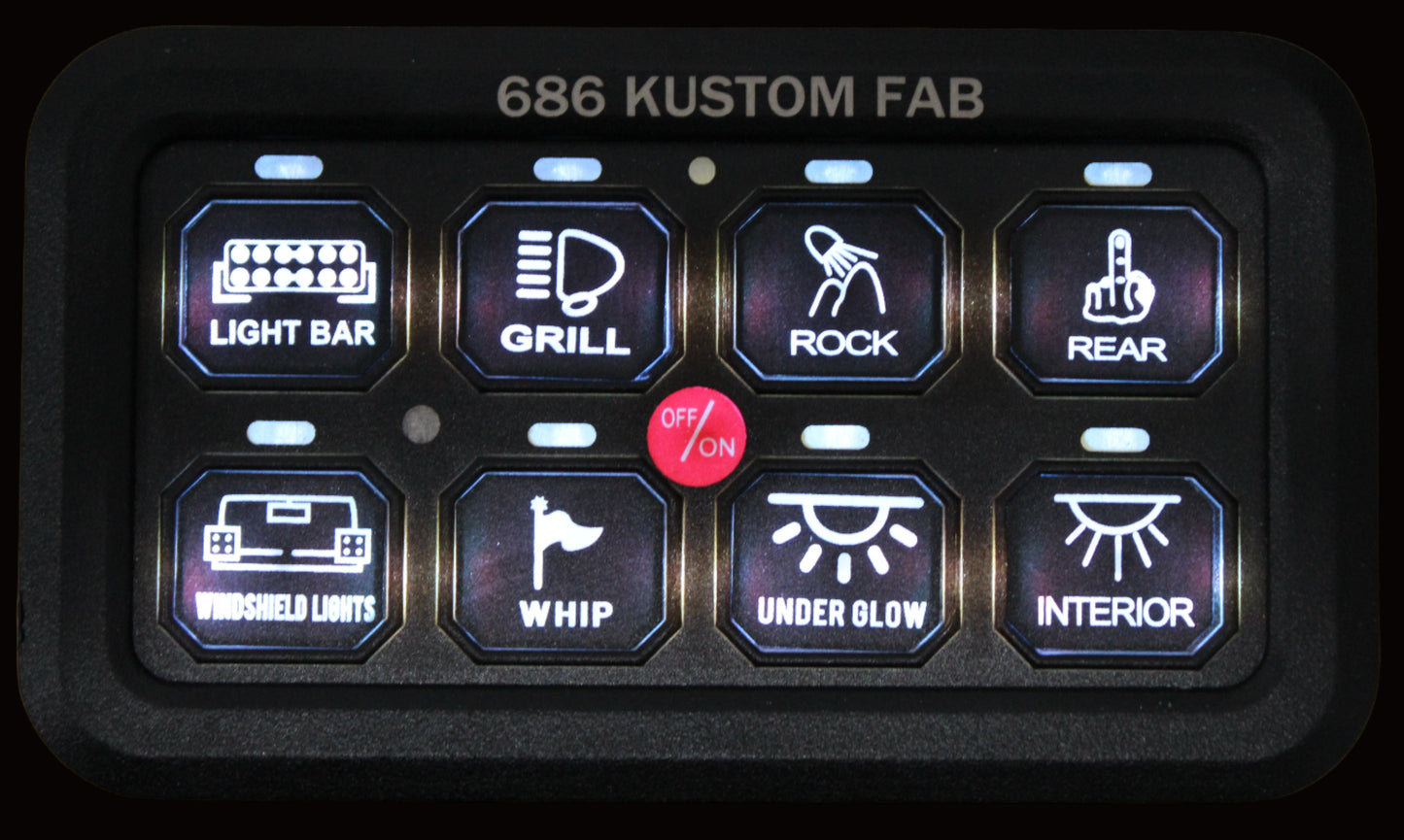 8 Gang LED Switch Panel 12/24V