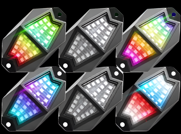 Remote APP Control Aluminum 4 or 6 Pods LED Rock Light Kit