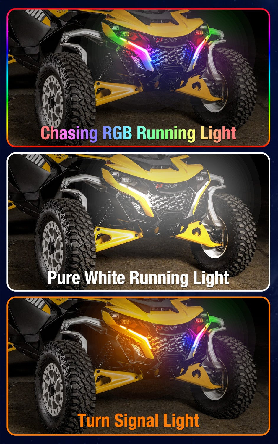 Can-Am Maverick R MAX X RS 2024+ RGBW LED Signature Fang Lights for Maverick R Turn Signals Startup Animation Lights