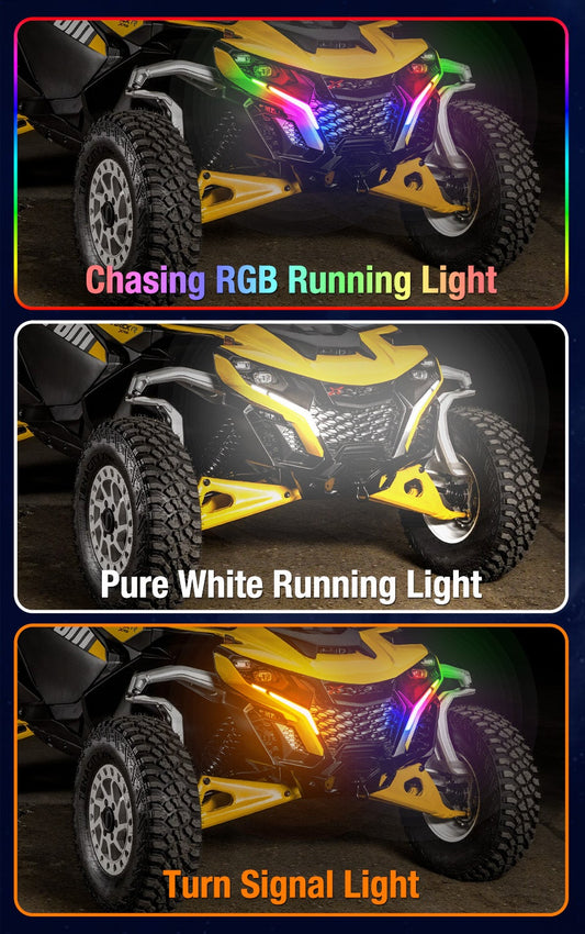 Can-Am Maverick R MAX X RS 2024+ RGBW LED Signature Fang Lights for Maverick R Turn Signals Startup Animation Lights