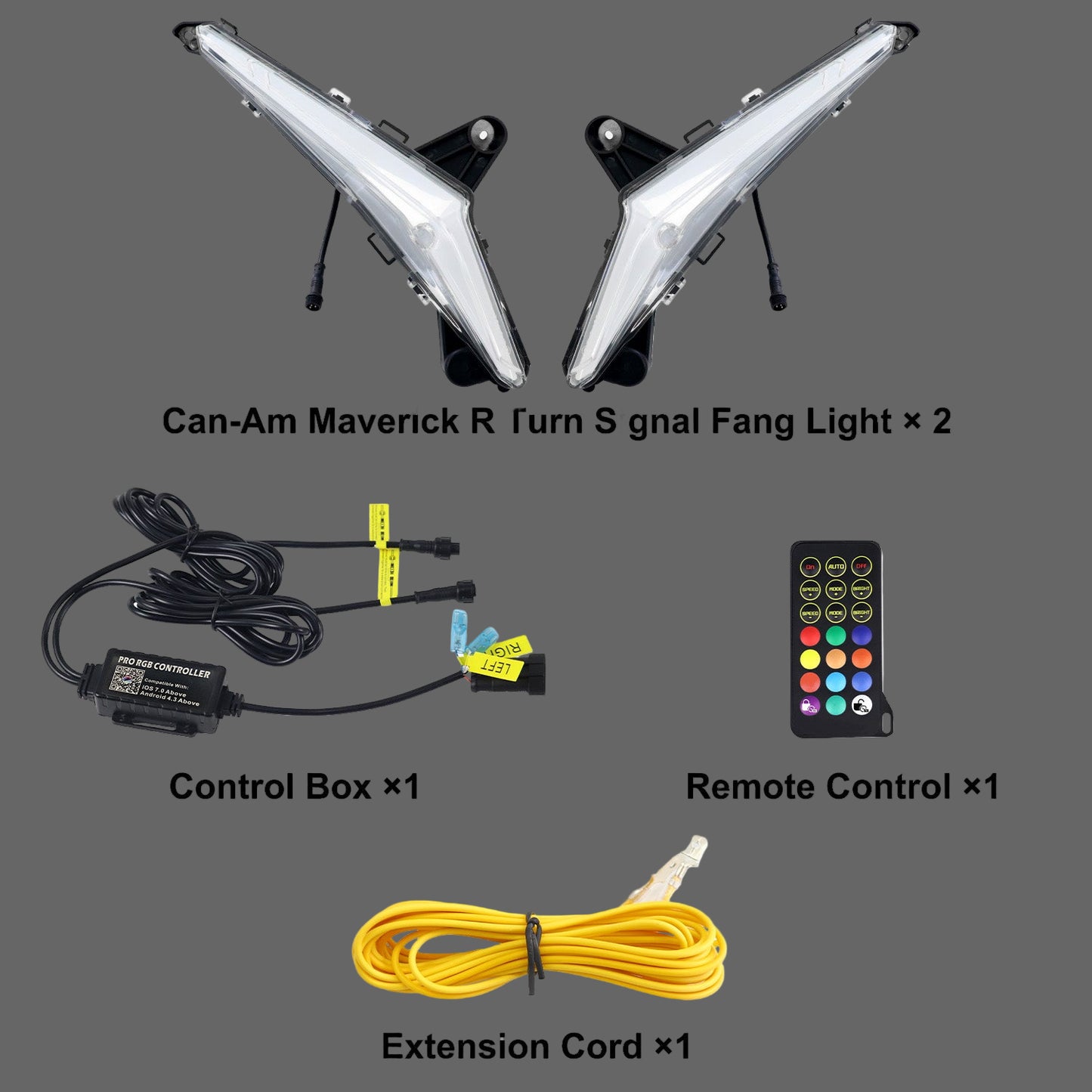Can-Am Maverick R MAX X RS 2024+ RGBW LED Signature Fang Lights for Maverick R Turn Signals Startup Animation Lights