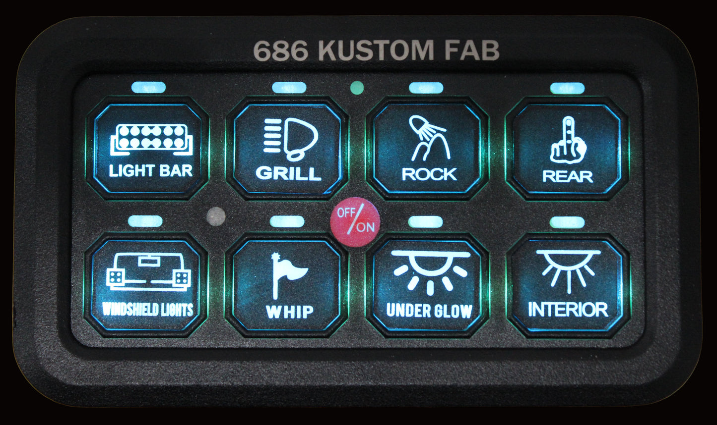 8 Gang LED Switch Panel 12/24V